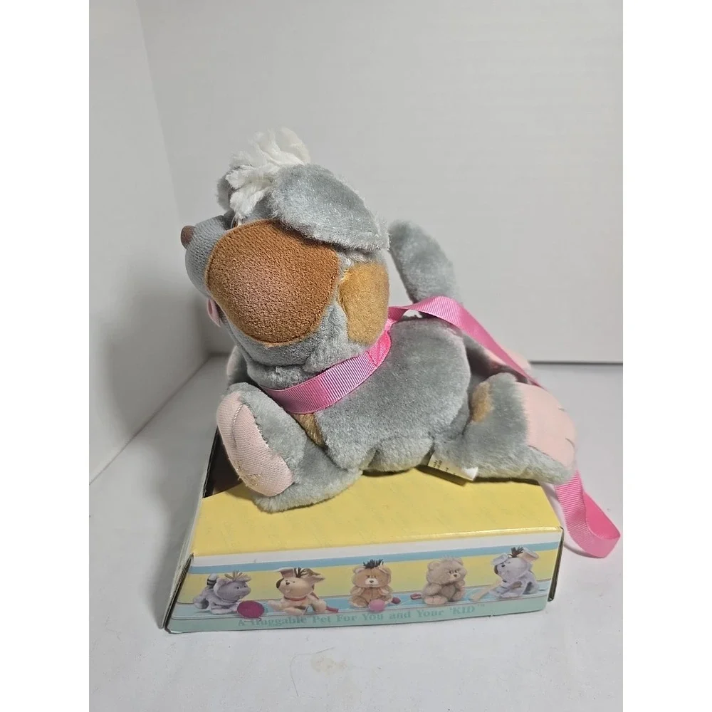 Vintage 1986 Cabbage Patch Kids Pets Gray Spotted Dog Puppy Stuffed Animal Plush
